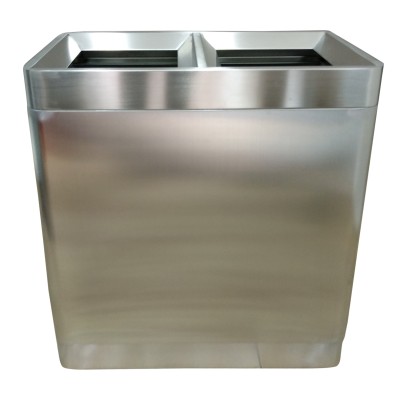 Stainless Steel ID Recycle Bin Two Stream Top Open